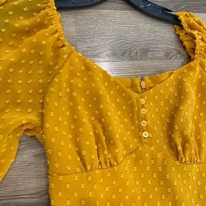 J.Crew yellow Tiered Long-Sleeve Midi Dress